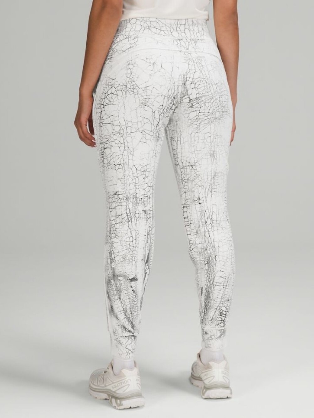Lululemon Warm Down Jogger white and black thread-dye pattern.
